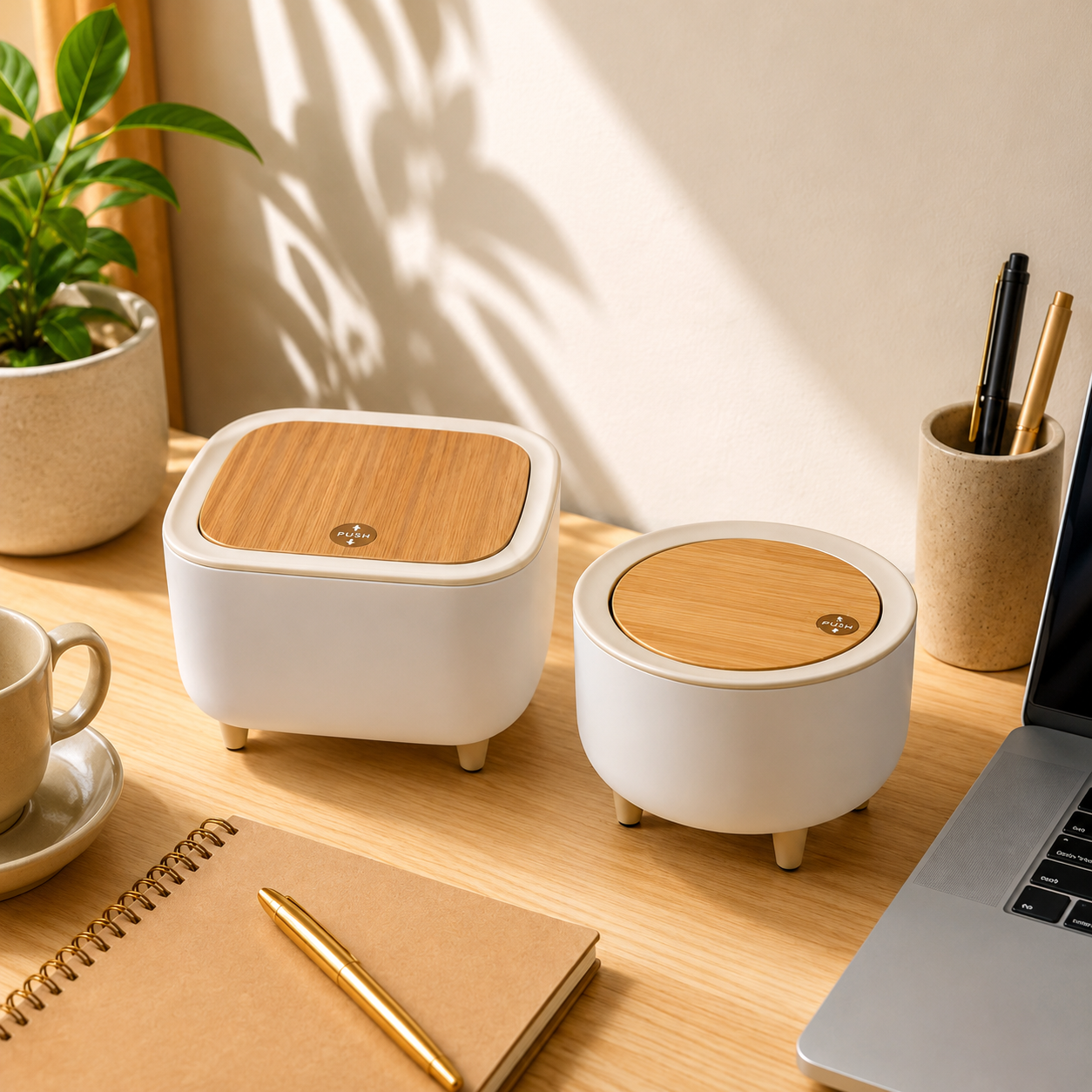 Mini Lixeira Multiuso de Mesa com Tampa – Compacta, Elegante e Funcional para Escritório, Cozinha e Lavabo