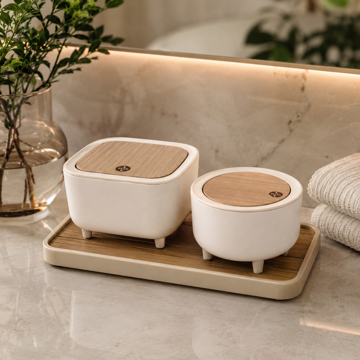 Mini Lixeira Multiuso de Mesa com Tampa – Compacta, Elegante e Funcional para Escritório, Cozinha e Lavabo