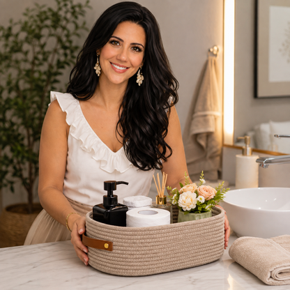 Cesto Organizador Decorativo em Corda Trançada