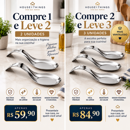 Descanso de Colher em Aço Inox Premium – Oferta Compre 1 e Leve 2 ou Compre 2 e Leve 3