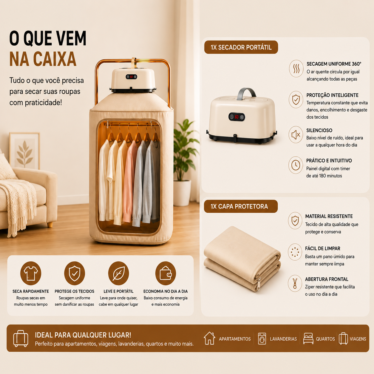 Secadora de Roupas Elétrica Portátil