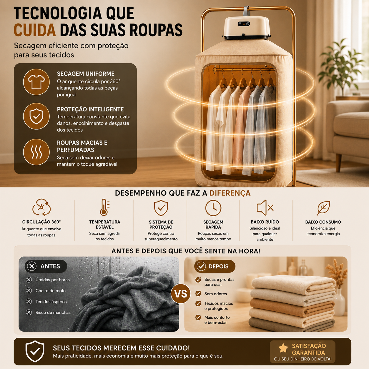 Secadora de Roupas Elétrica Portátil