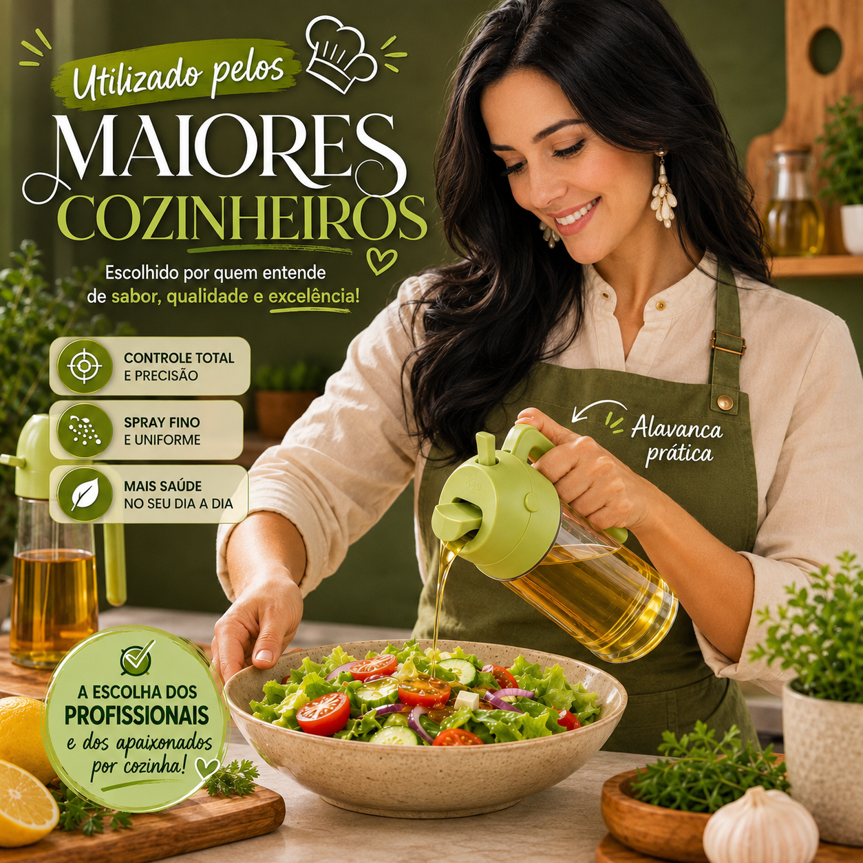Borrifador Manual para Azeite, Óleo e Vinagre – Pulverizador Spray para Cozinha
