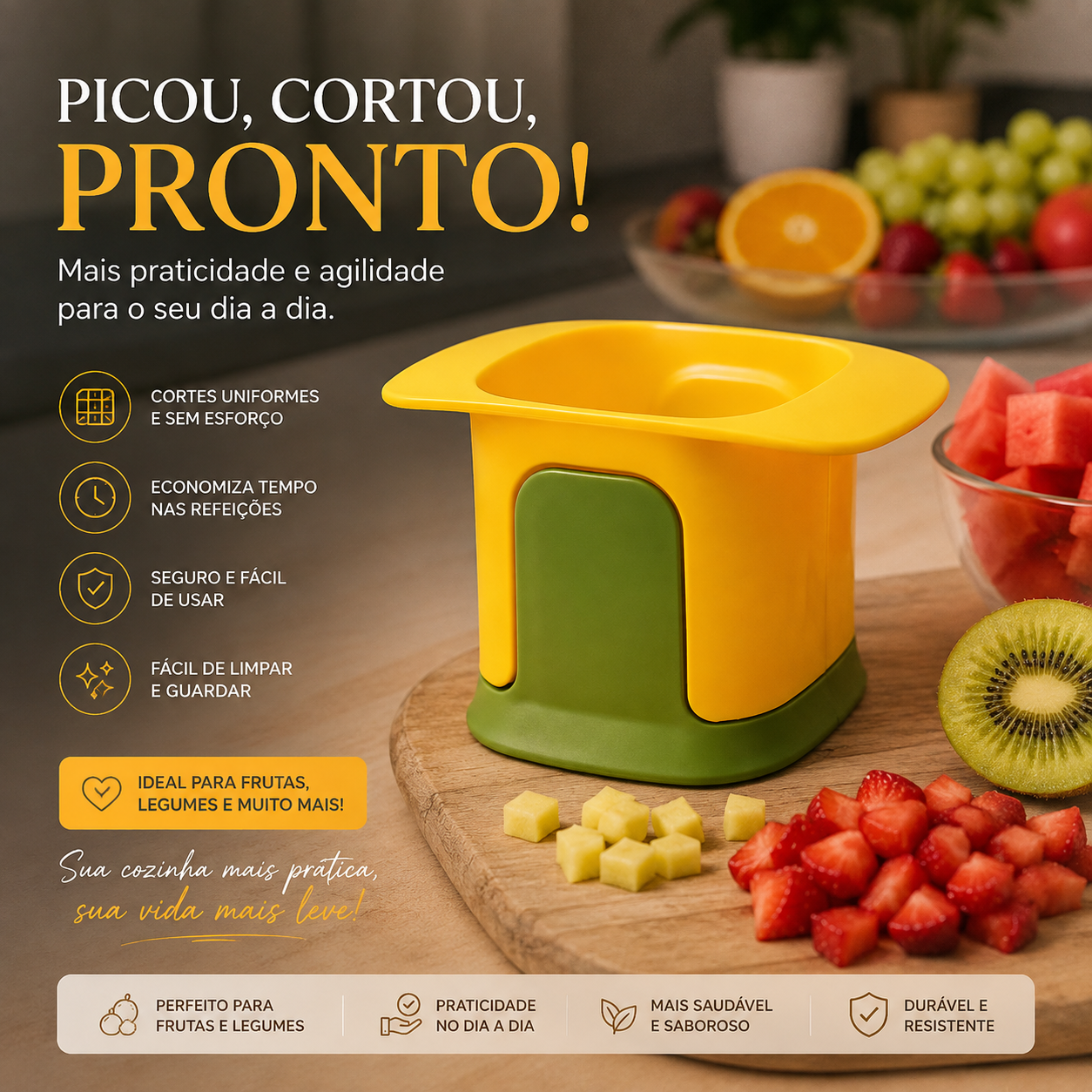 Cortador e Fatiador Manual de Legumes e Frutas – Multiuso para Cozinha