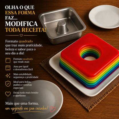 Forma Quadrada de Alumínio para Bolo e Pudim – Assados Uniformes