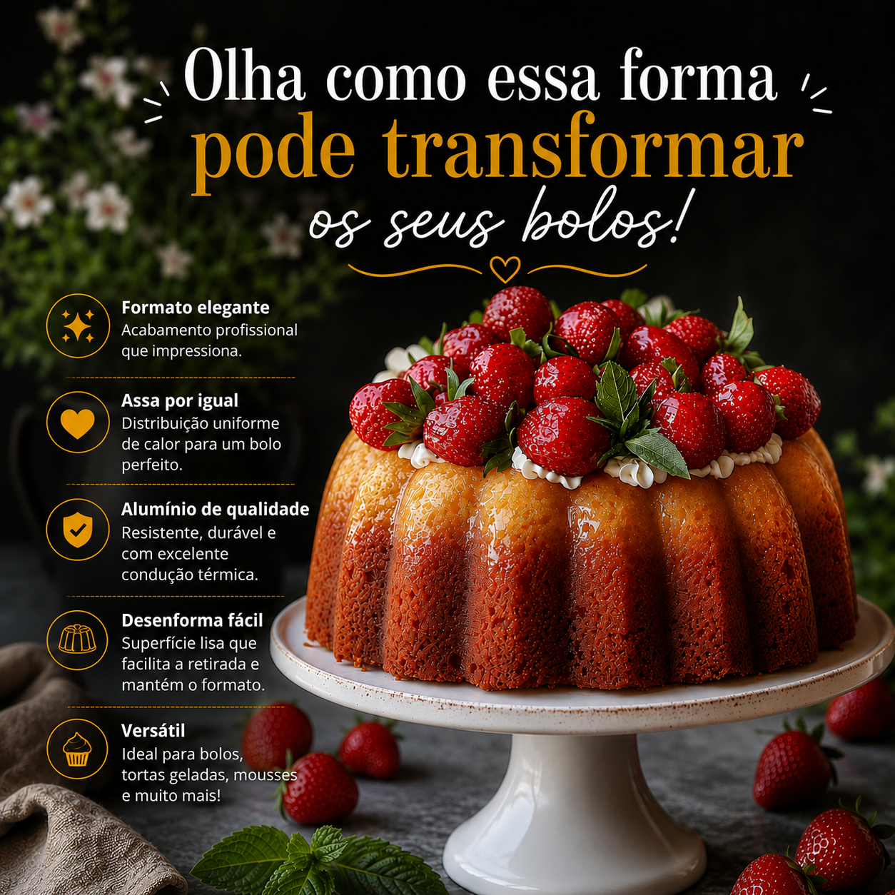 Forma de Alumínio Gomada para Bolo – Assados Perfeitos e Desenforme Fácil