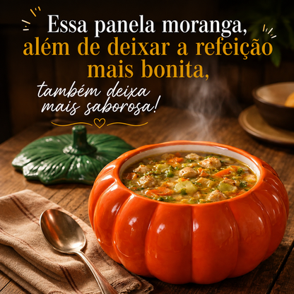Panela de Cerâmica Abóbora Moranga – Elegância e Sabor à Mesa