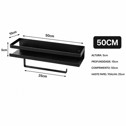Porta Temperos de Parede em Aço Preto Fosco – 30cm ou 50cm