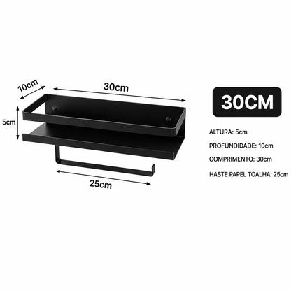 Porta Temperos de Parede em Aço Preto Fosco – 30cm ou 50cm