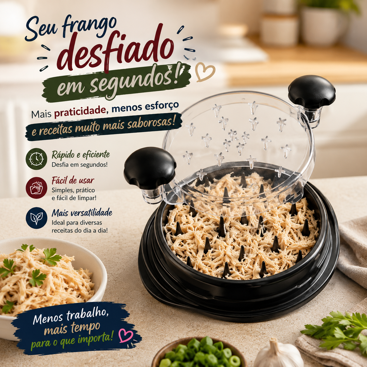Desfiador Manual de Carnes, Frango e Peixes