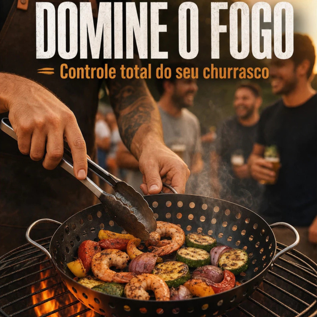 Grelha Frigideira Antiaderente para Churrasqueira