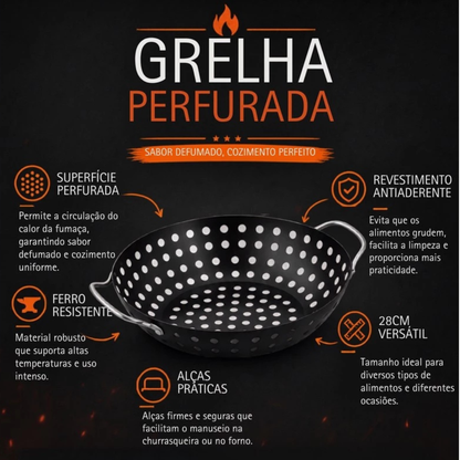 Grelha Frigideira Antiaderente para Churrasqueira