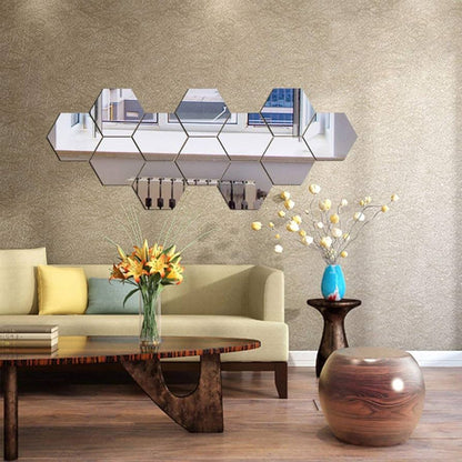 Espelhos Adesivo Hexagonal Decorativos (Kit)