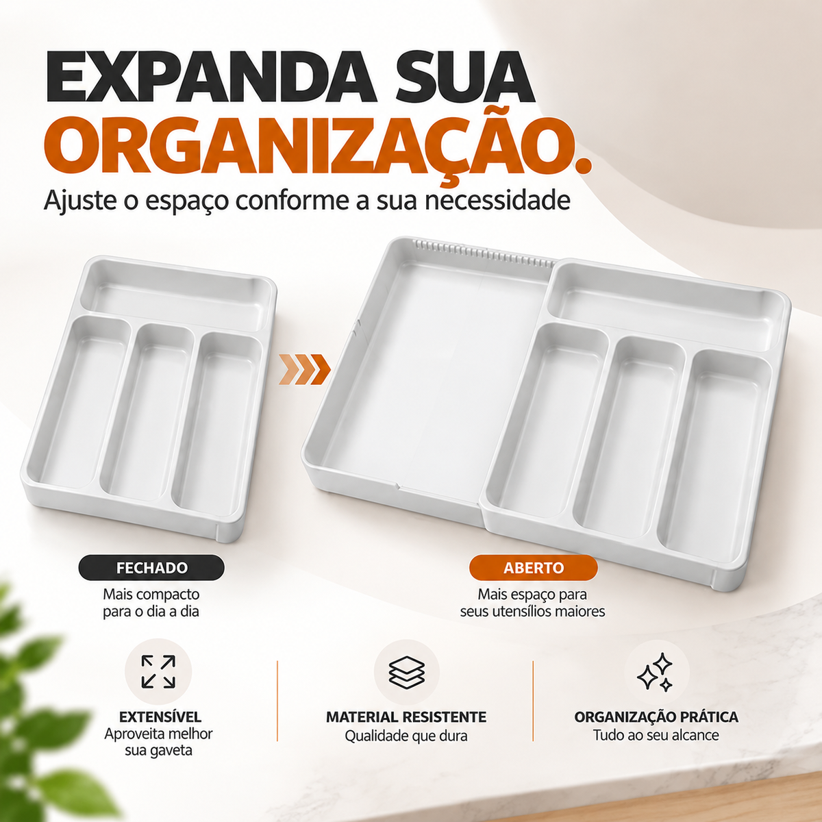 Organizador Para Talheres Extensível White Housee