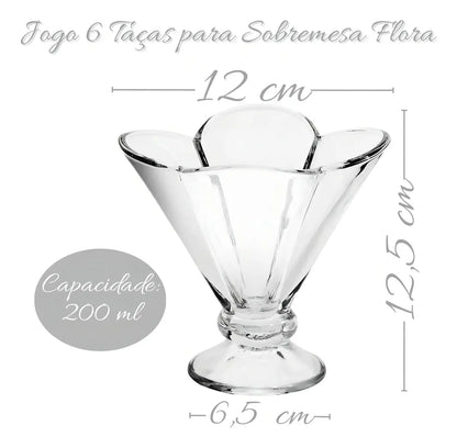 Kit com 6 Taças de Sobremesa em Vidro