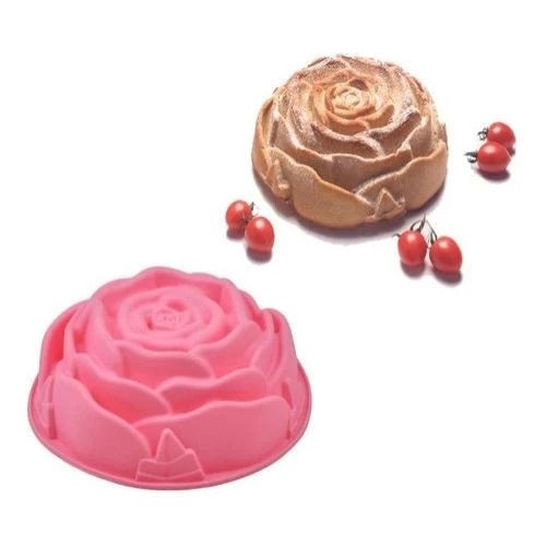 Forma para Bolo de Silicone Formato Rosa