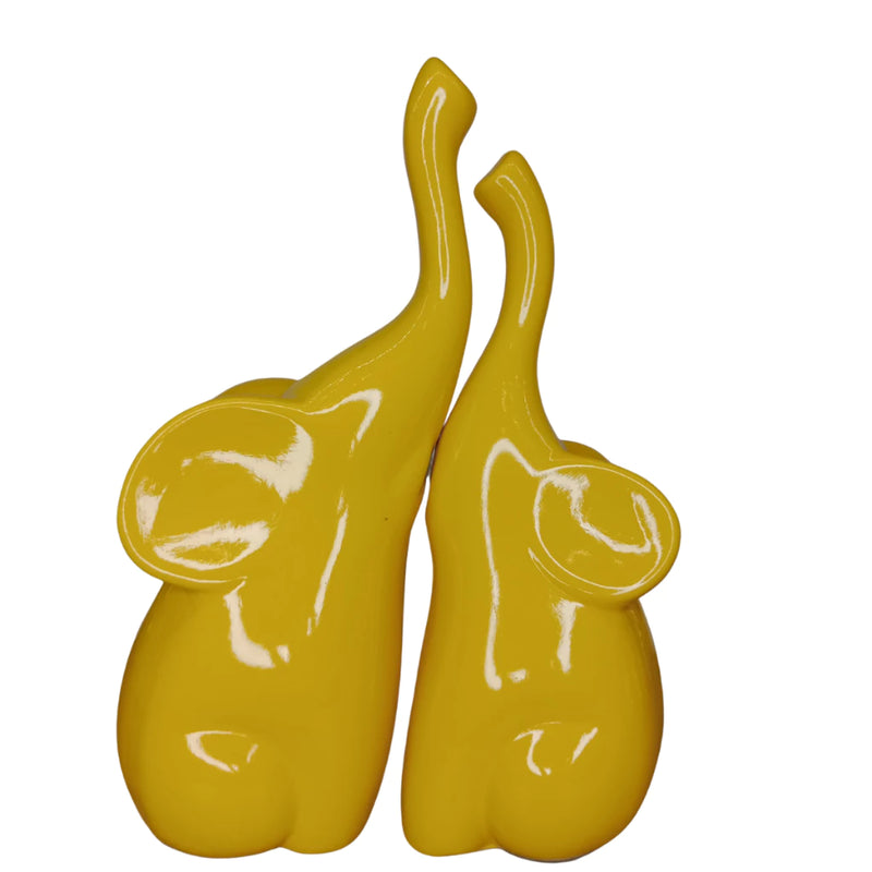Dupla Elefantes Decorativos de Cerâmica