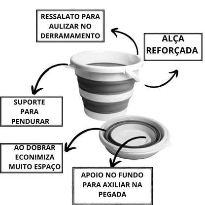 Balde Retrátil Plástico e Silicone