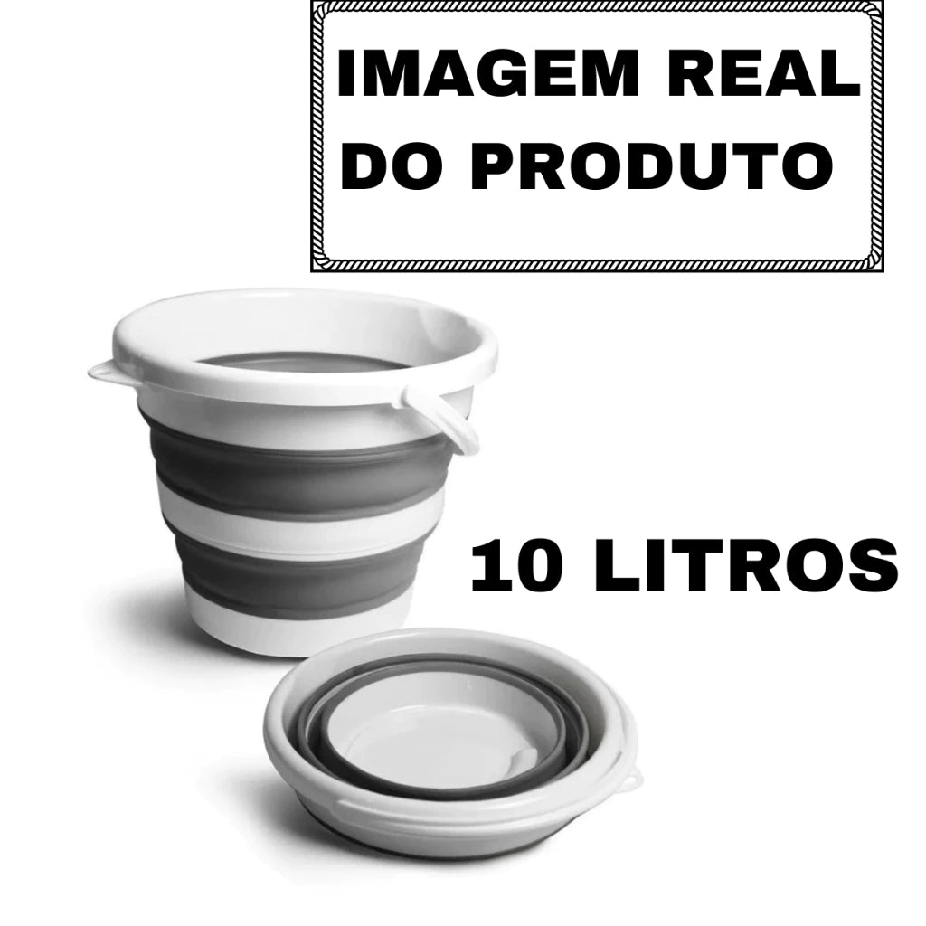 Balde Retrátil Plástico e Silicone