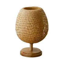 Abajur de Mesa Vintage em Bambu Japonês