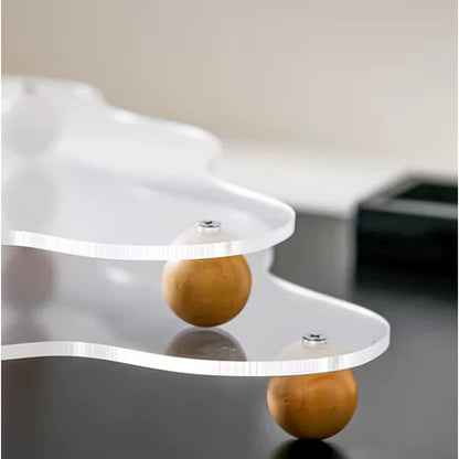 Bandeja Decorativa Acrílico Cristal com Pés de Madeira