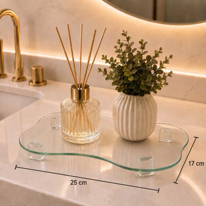Bandeja Decorativa De Vidro Para Lavabo E Banheiro