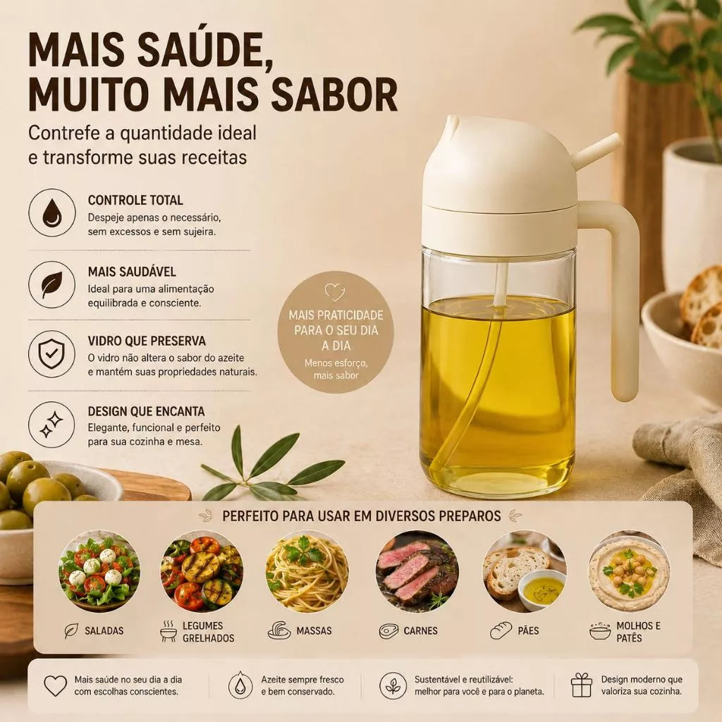 Borrifador Manual para Azeite, Óleo e Vinagre – Pulverizador Spray para Cozinha