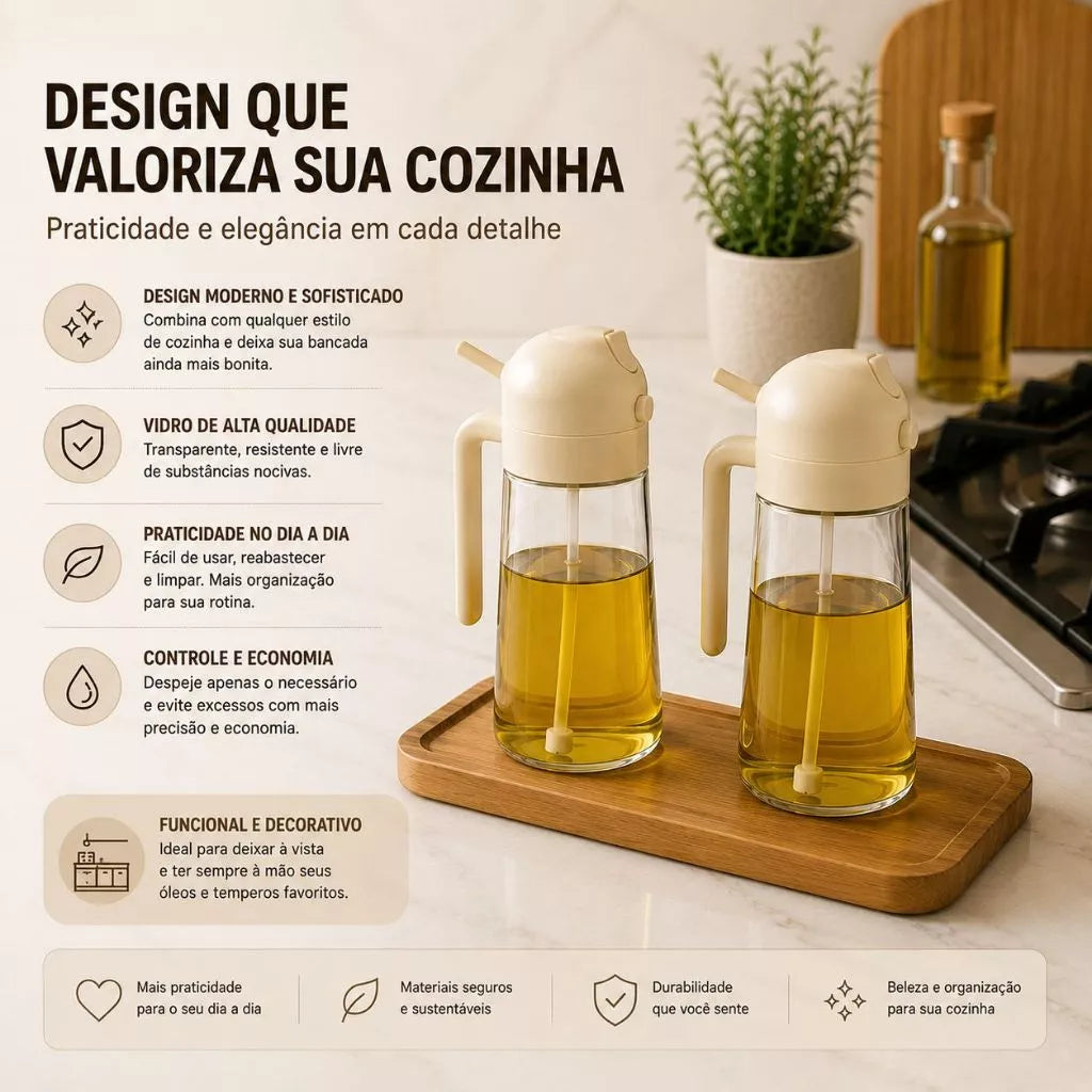 Borrifador Manual para Azeite, Óleo e Vinagre – Pulverizador Spray para Cozinha