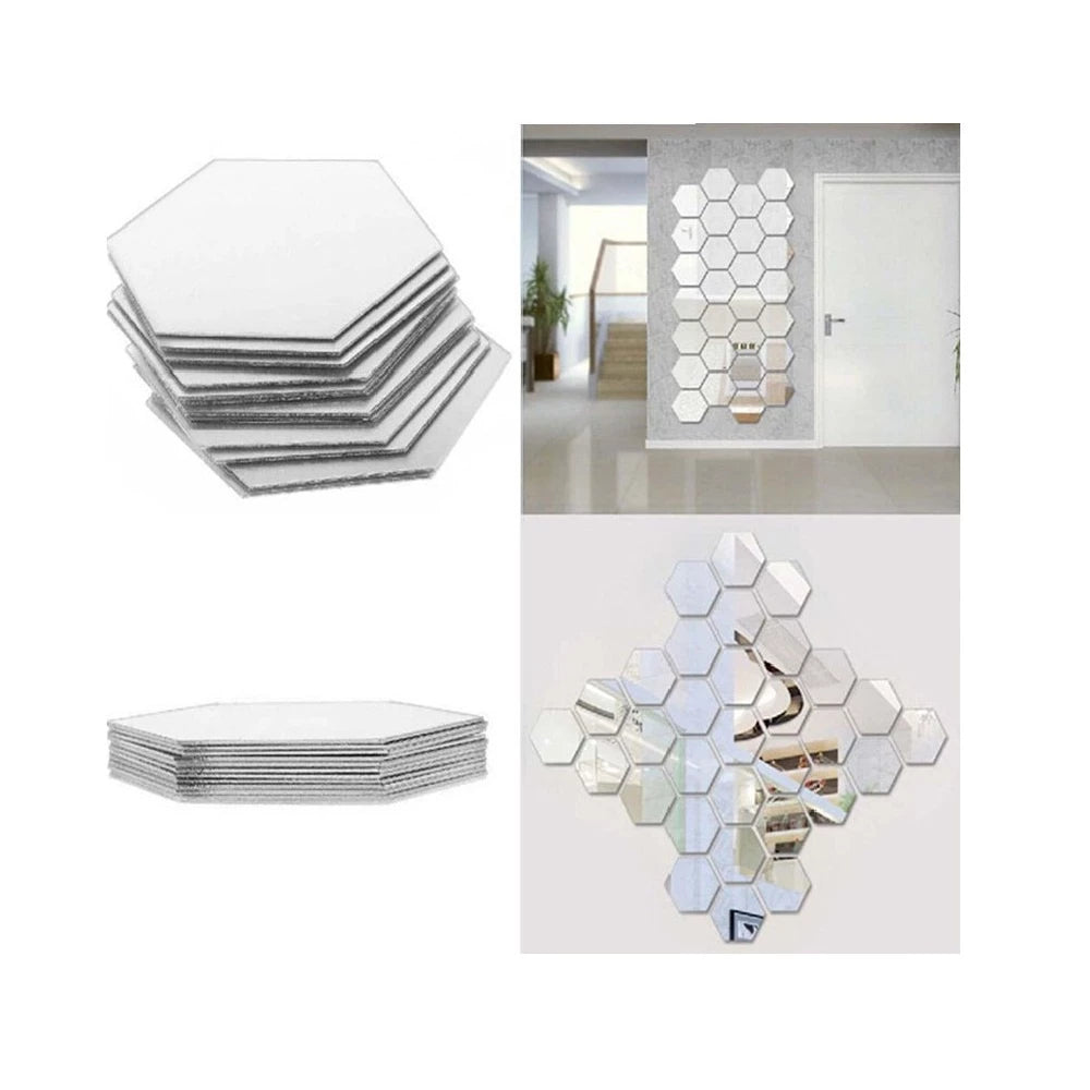 Espelhos Adesivo Hexagonal Decorativos (Kit)