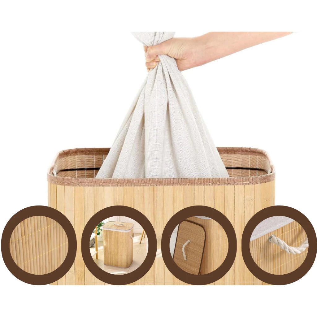 Cesto de Roupas Bambu Retangular
