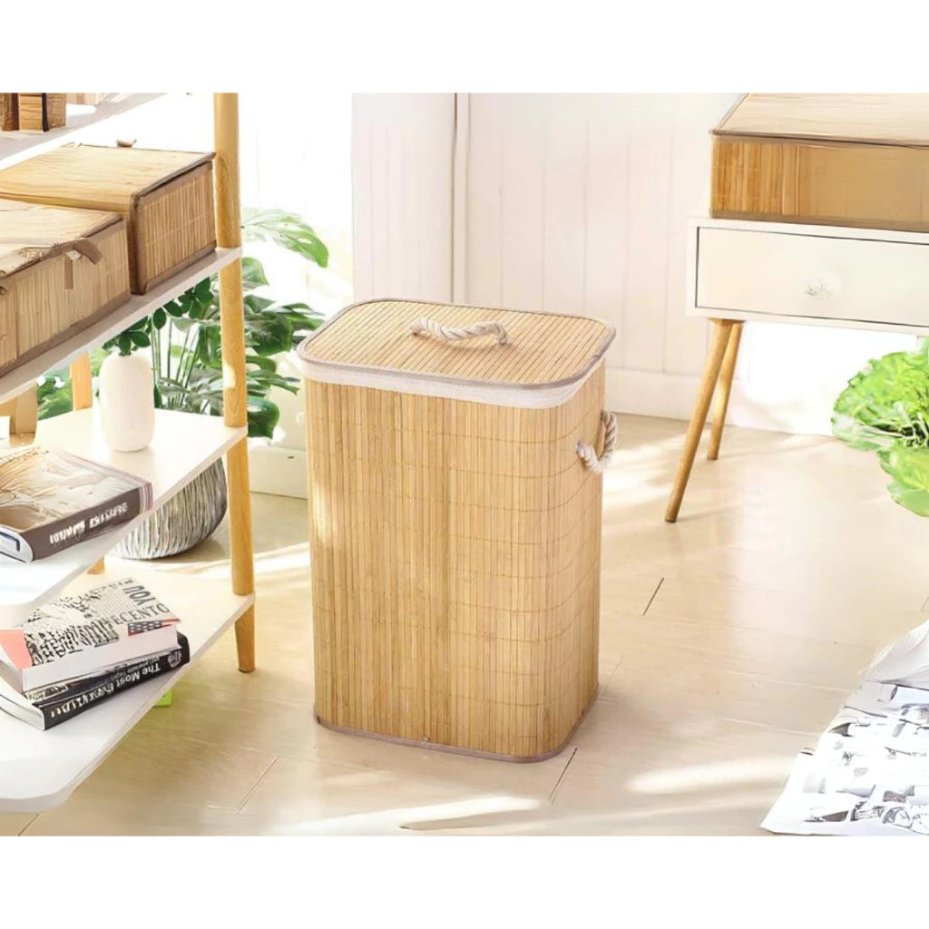 Cesto de Roupas Bambu Retangular