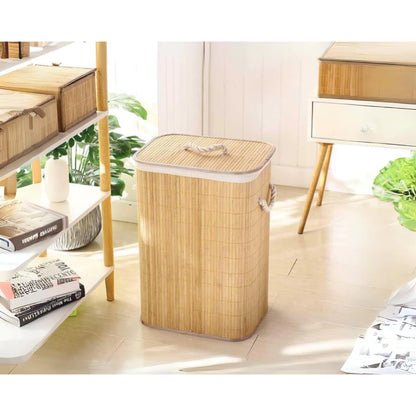 Cesto de Roupas Bambu Retangular