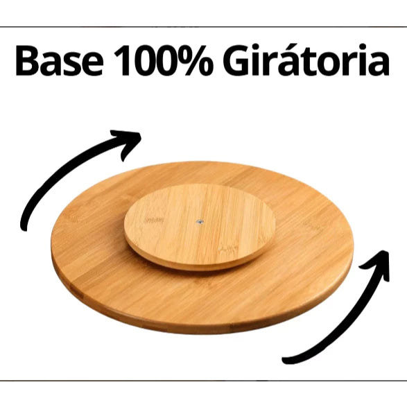 Tabua de Bambu Petisqueira com Base Giratória 360° Centro de Mesa Envio Rapido