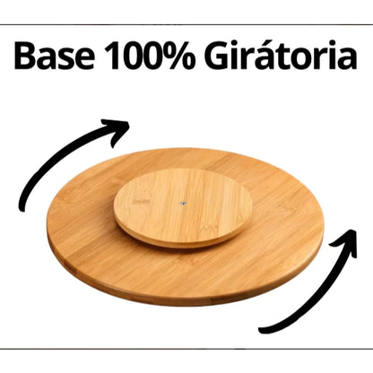 Tabua de Bambu Petisqueira com Base Giratória 360° Centro de Mesa Envio Rapido
