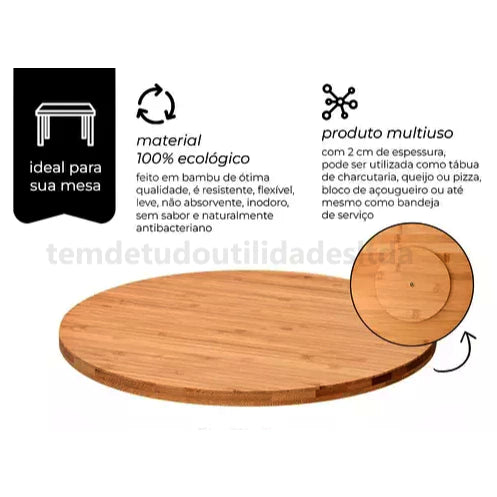 Tabua de Bambu Petisqueira com Base Giratória 360° Centro de Mesa Envio Rapido