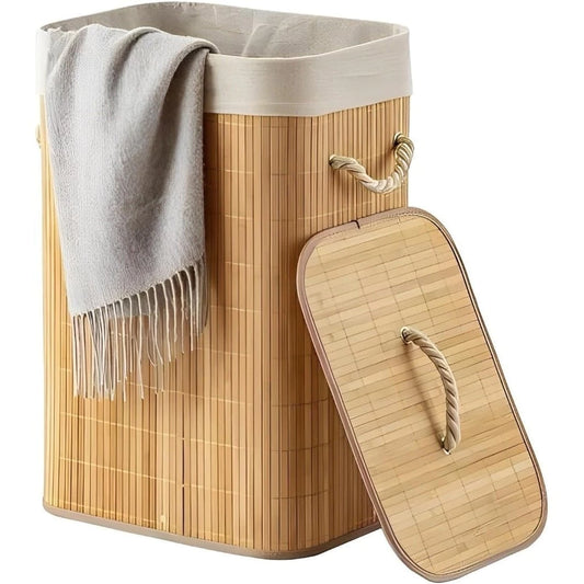 Cesto de Roupas Bambu Retangular