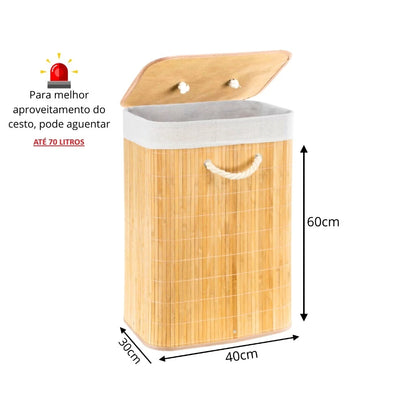 Cesto de Roupas Bambu Retangular