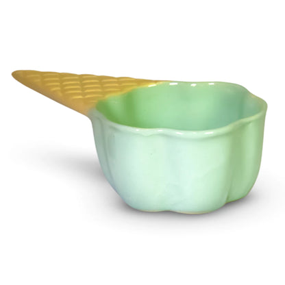 Bowl Cerâmica Em Forma De Casquinha Sorvete Para Sobremesas