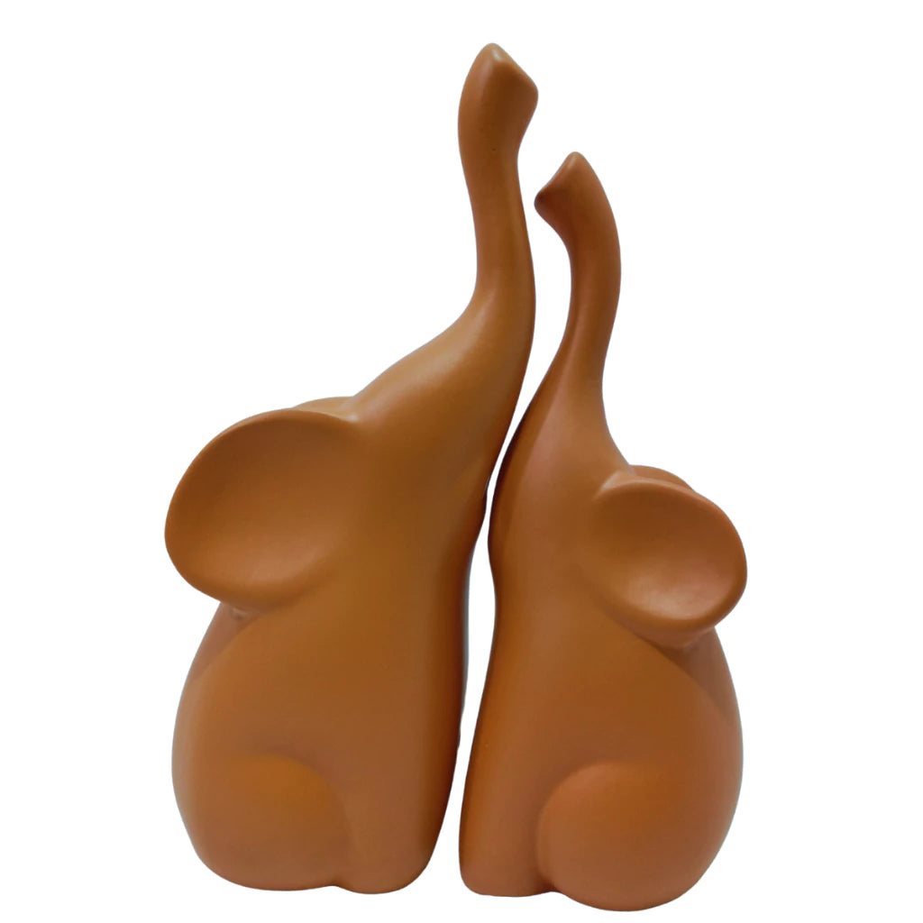 Dupla Elefantes Decorativos de Cerâmica