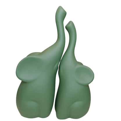 Dupla Elefantes Decorativos de Cerâmica