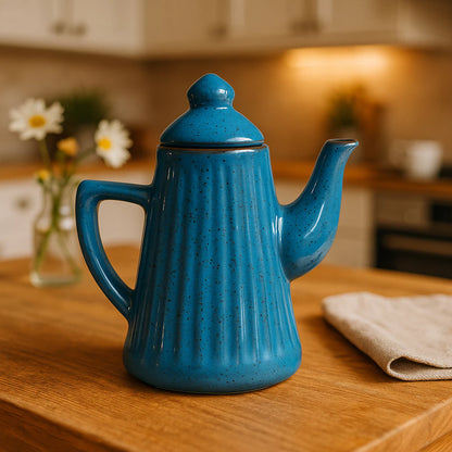 Jogo de Bule e Leiteira Cerâmica Frisado