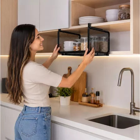Cesto Organizador Suspenso Expansível para Armário de Cozinha 38 a 65cm