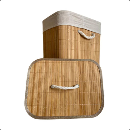 Cesto de Roupa Suja em Bambu 70L – Dobrável e Multiuso