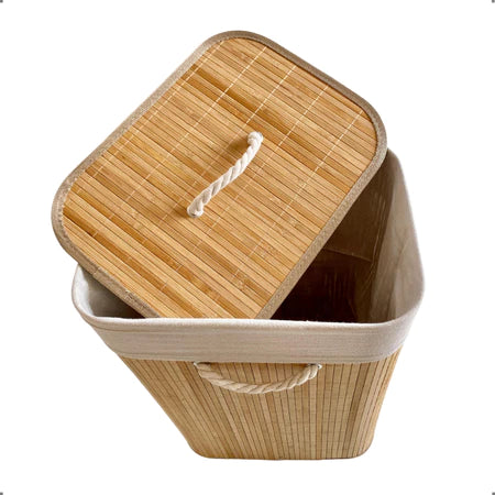 Cesto de Roupa Suja em Bambu 70L – Dobrável e Multiuso