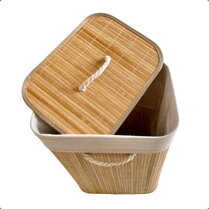 Cesto de Roupa Suja em Bambu 70L – Dobrável e Multiuso