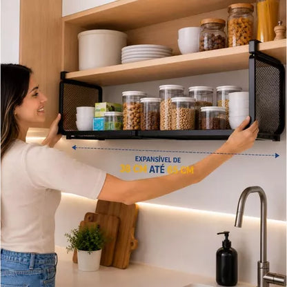 Cesto Organizador Suspenso Expansível para Armário de Cozinha 38 a 65cm