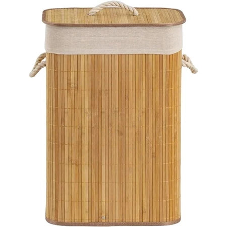 Cesto de Roupa Suja em Bambu 70L – Dobrável e Multiuso
