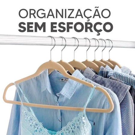 Kit 10 Cabides de Veludo Antiderrapantes – Organizador de Roupas
