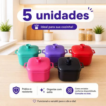 Kit Panelas para Micro-ondas 1500ml – Caçarolas com Tampa e Válvula de Ventilação (Cores Sortidas)