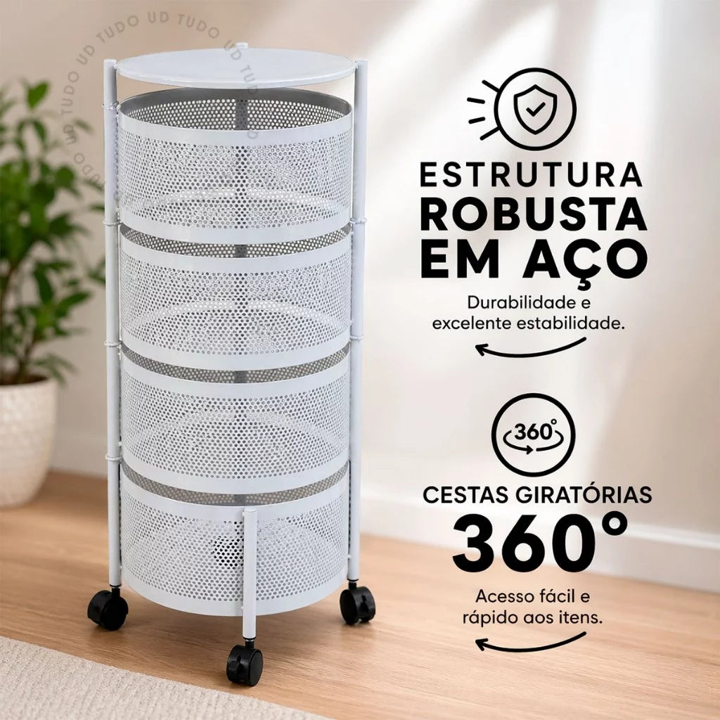 Carrinho Organizador Fruteira Gaveteiro Multiuso Com Rodinhas